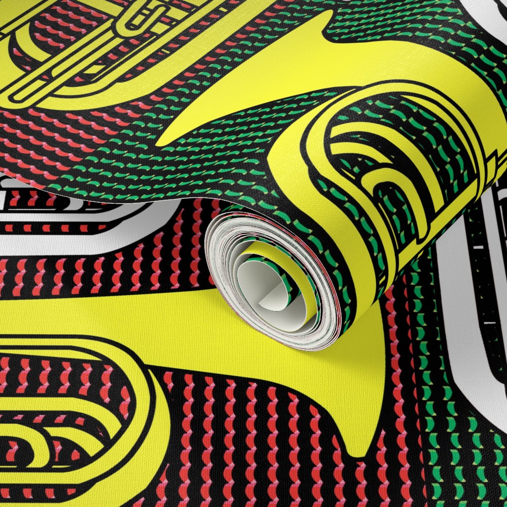 Marching Baritone Crosshatch Red and Green Wallpaper