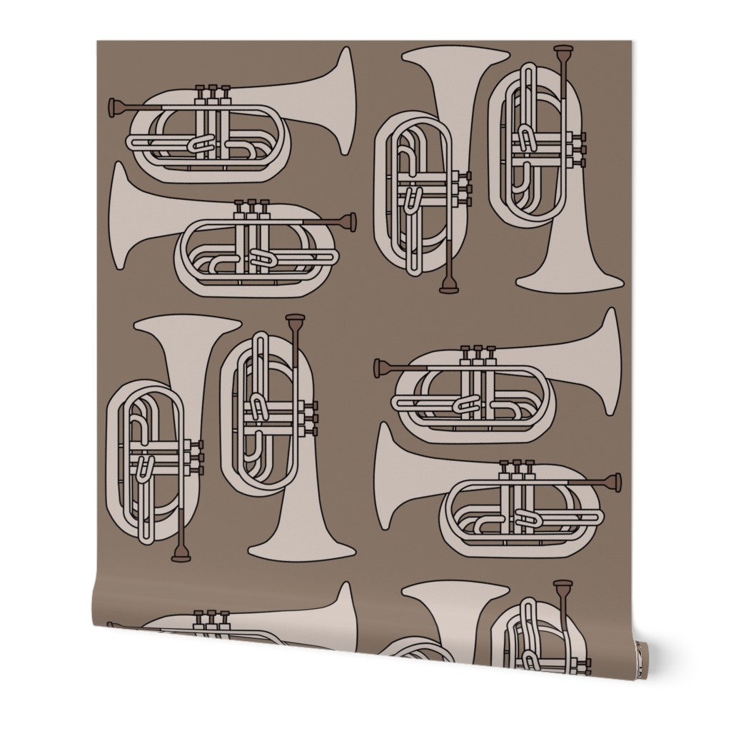 Tan Baritones Crosshatch Brown Wallpaper