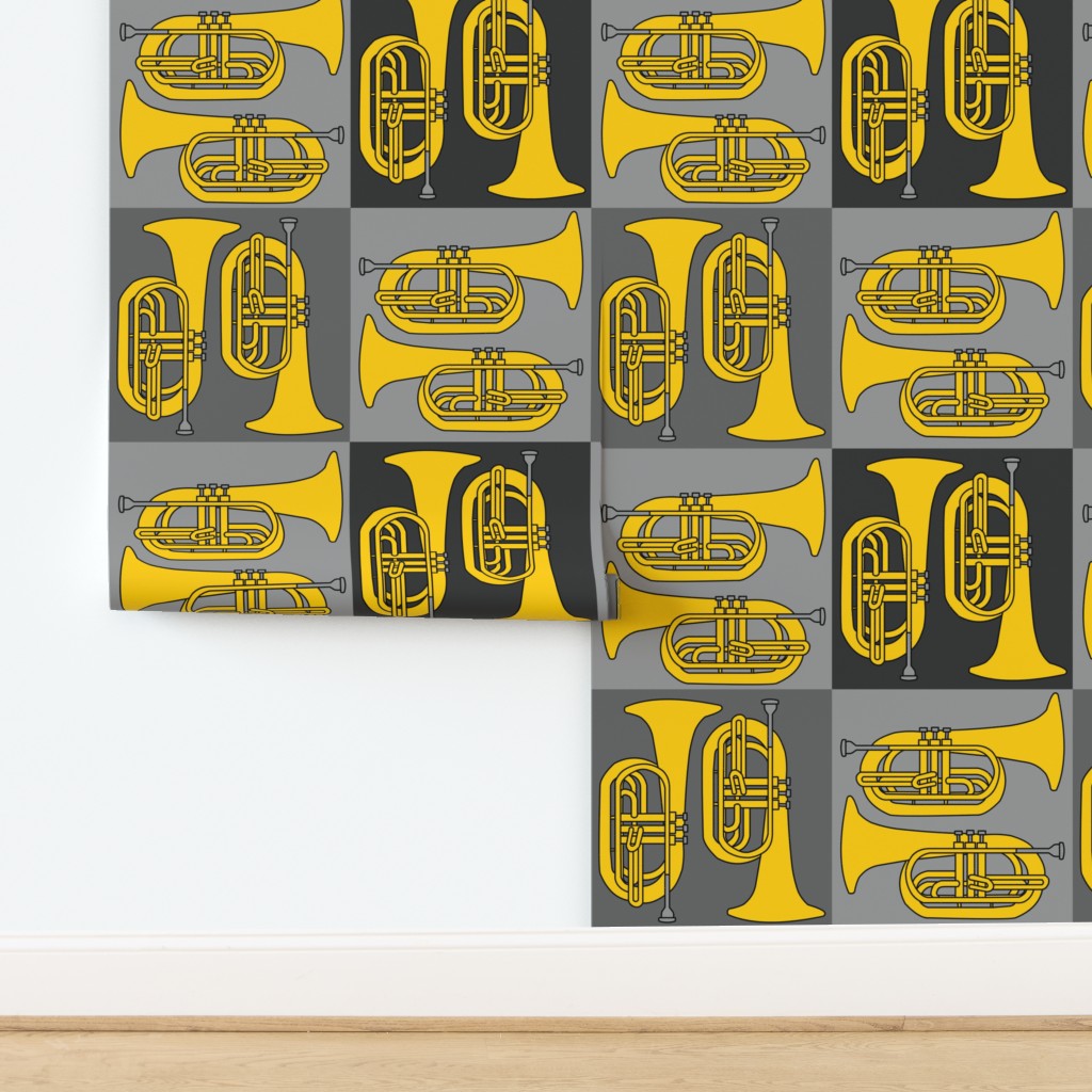 Larger Marching Orange Baritone Crosshatch Wallpaper
