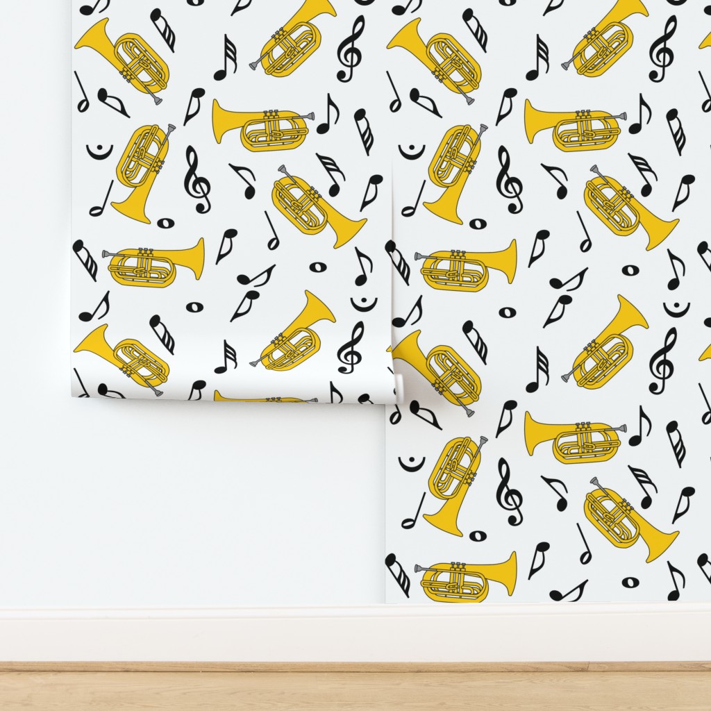 Baritone Black Music Notes on White Wallpaper
