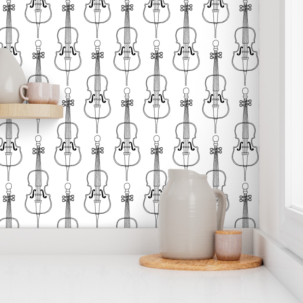 Black Cello White Background Wallpaper