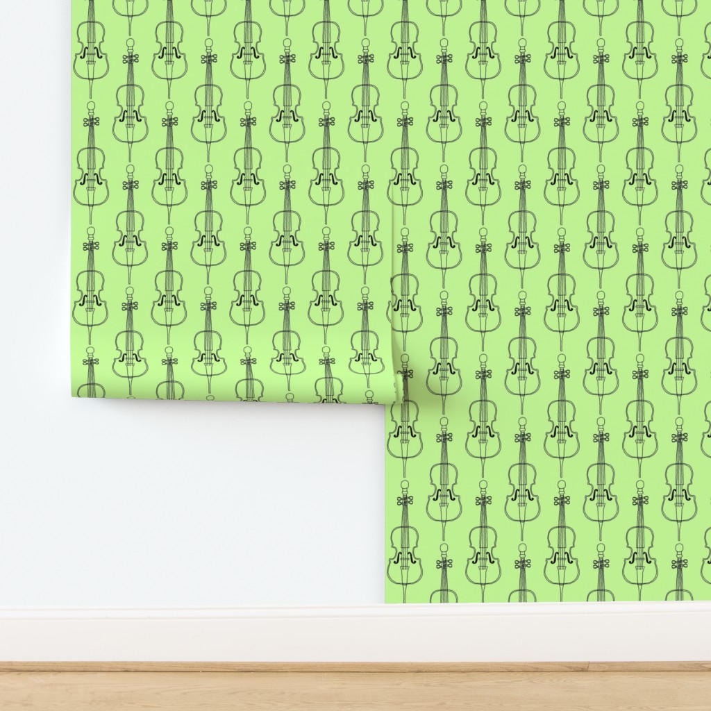 Black Line Cello Green Background Wallpaper