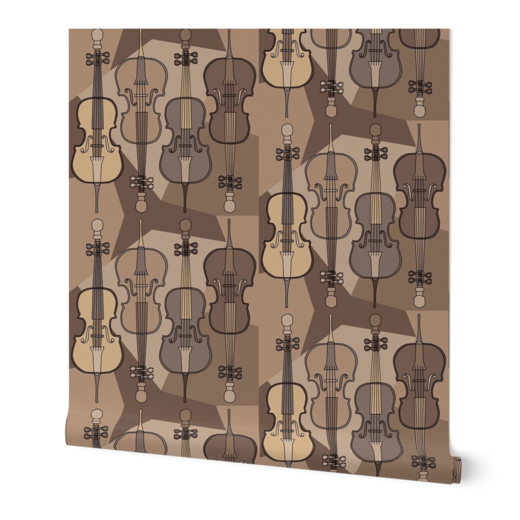 Brown Cello Pattern Wallpaper