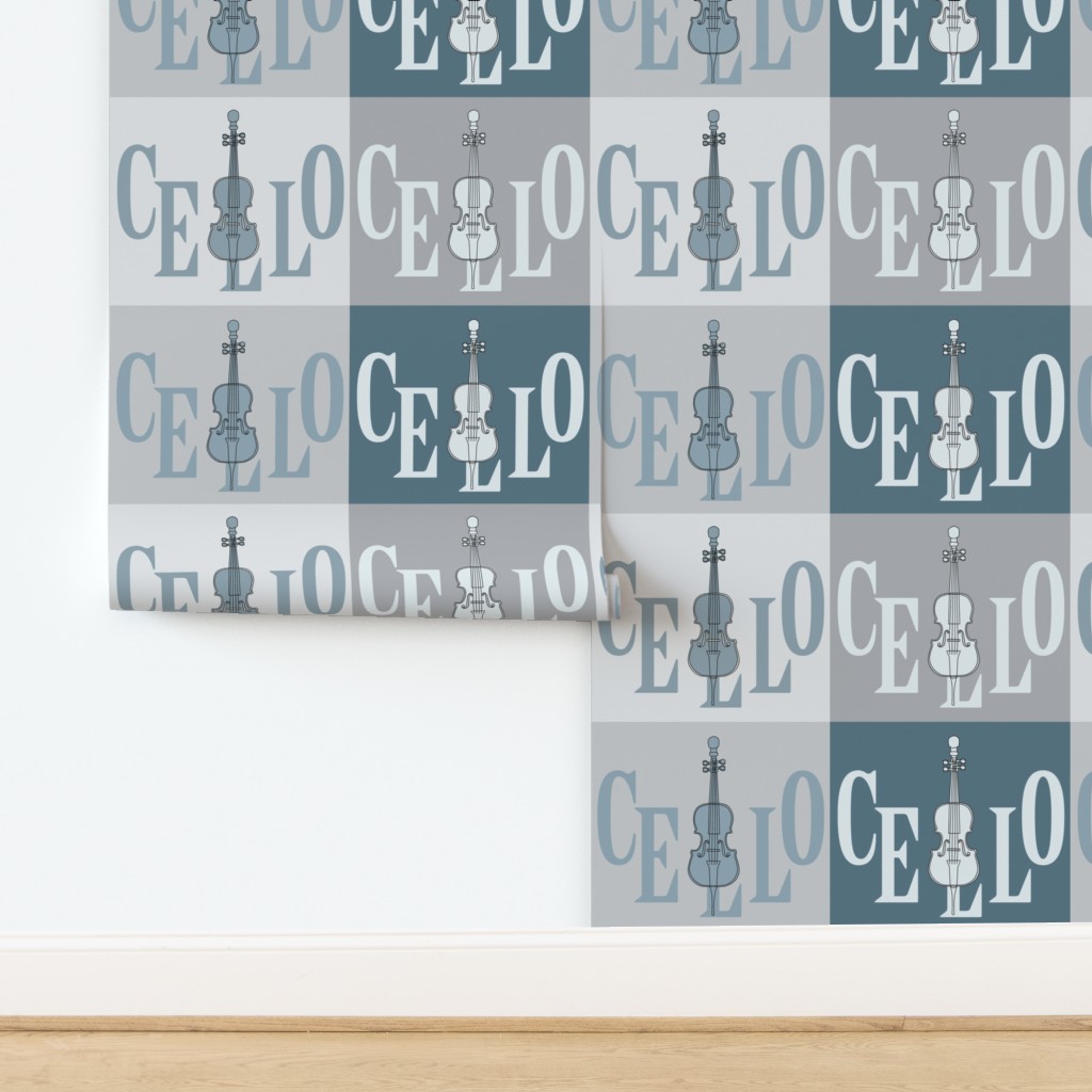 Cello in Cello Blue Gray Wallpaper