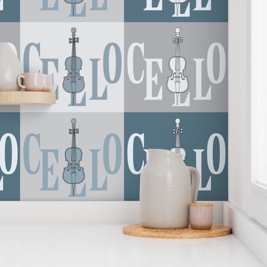 Cello In Cello Blue Gray Text Wallpaper