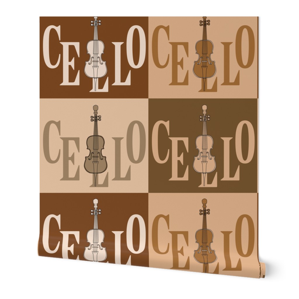Cello In Cello Brown Text Wallpaper