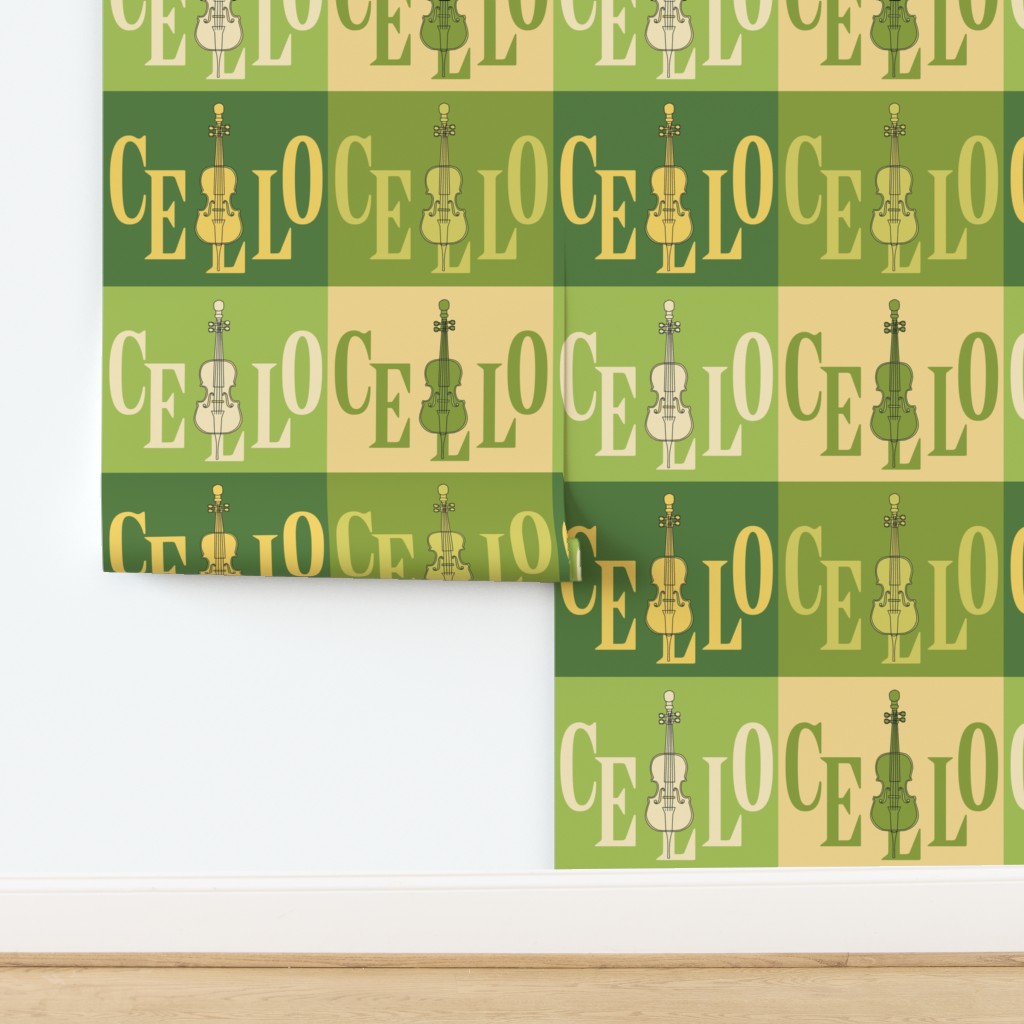 Cello in Cello Green Text Wallpaper