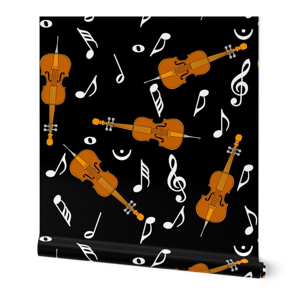 Cello White Notes Black Background Wallpaper