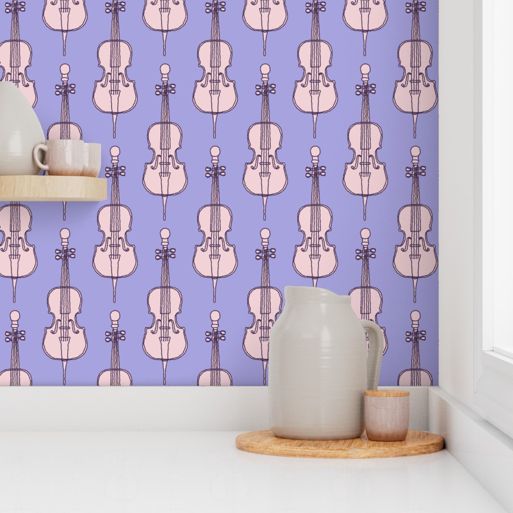 Pink Cello Lilac Background Wallpaper