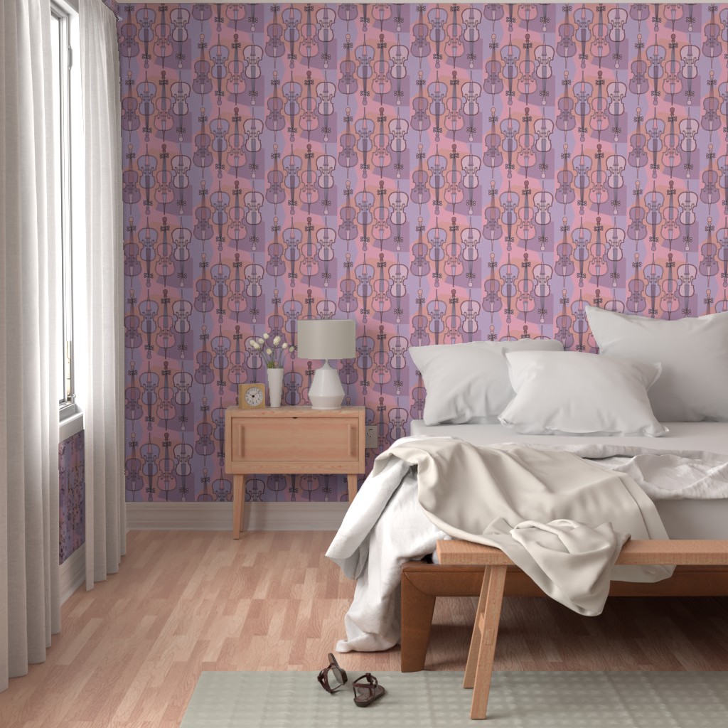 Pink and Purple Cello Pattern Wallpaperr