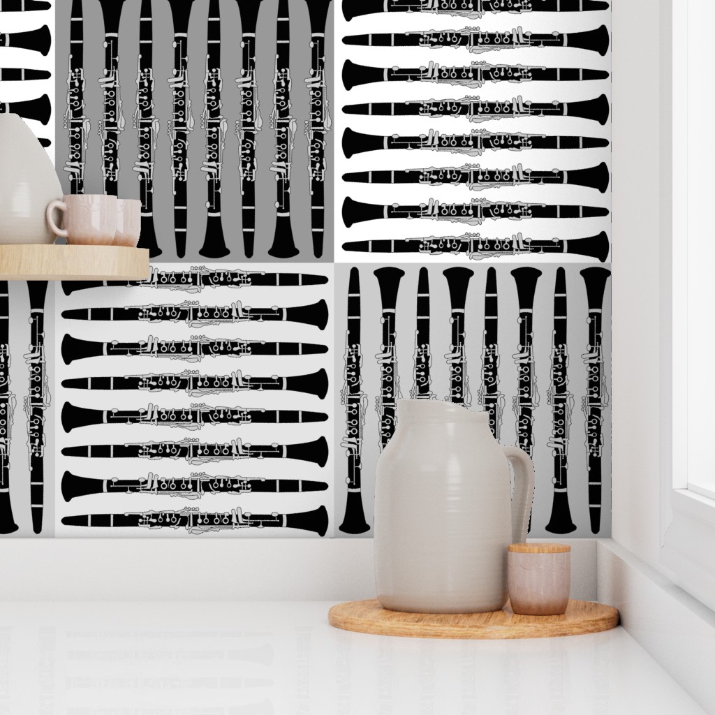 Black Clarinet Crosshatch Pattern Wallpaper