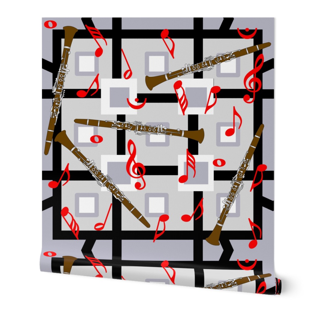 Brown Clarinet Red Notes Wallpaper