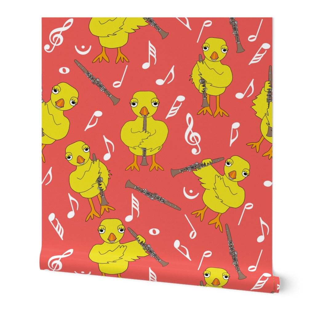 Clarinet Chick Clarinets Music Notes Coral Wallpaper
