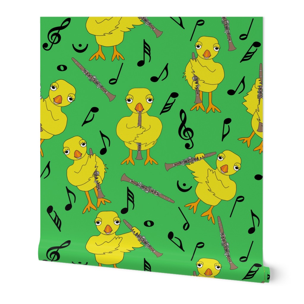 Clarinet Chick Clarinets Music Notes Green Wallpaper