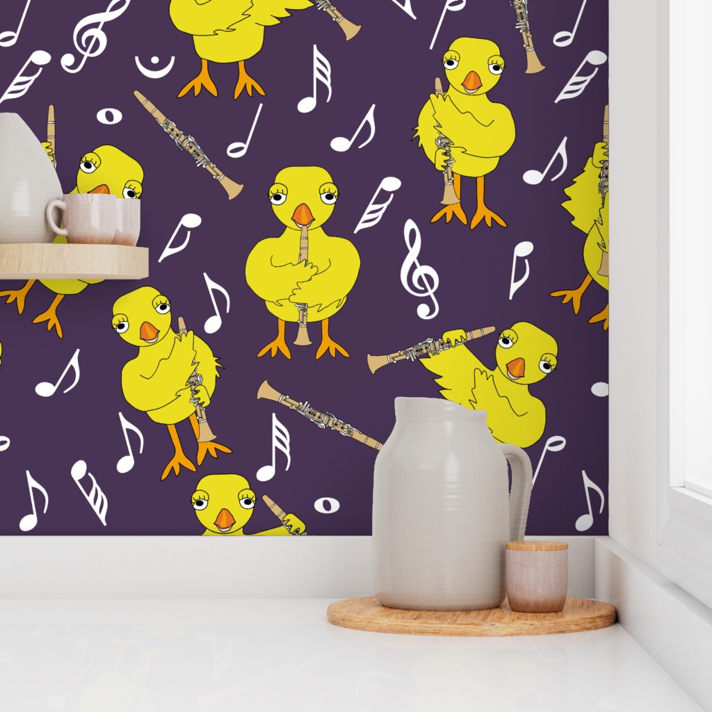 Clarinet Chick Clarinets Music Notes Plum Wallpaper
