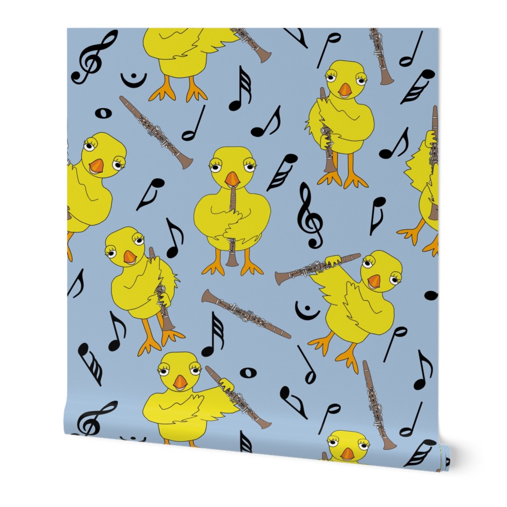 Clarinet Chick Clarinets Music Notes Sky Blue Wallpaper