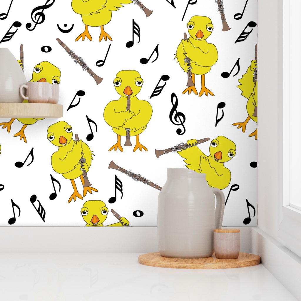 Clarinet Chick Clarinets Music Notes White Wallpaper