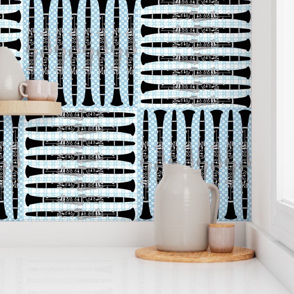 Clarinet Crosshatch Blue Pattern Wallpaper