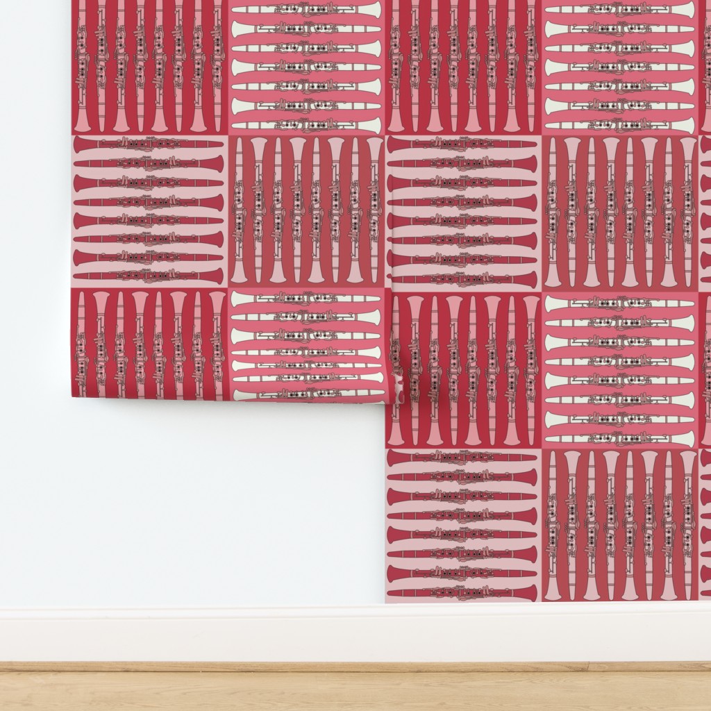 Clarinet Crosshatch Red Wallpaper