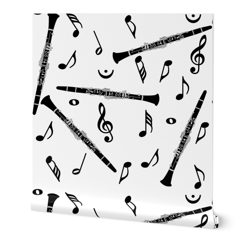 Clarinet Music Notes White Background Wallpaper