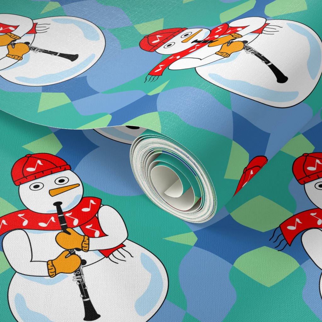 Clarinet Snowman Blues Wallpaper