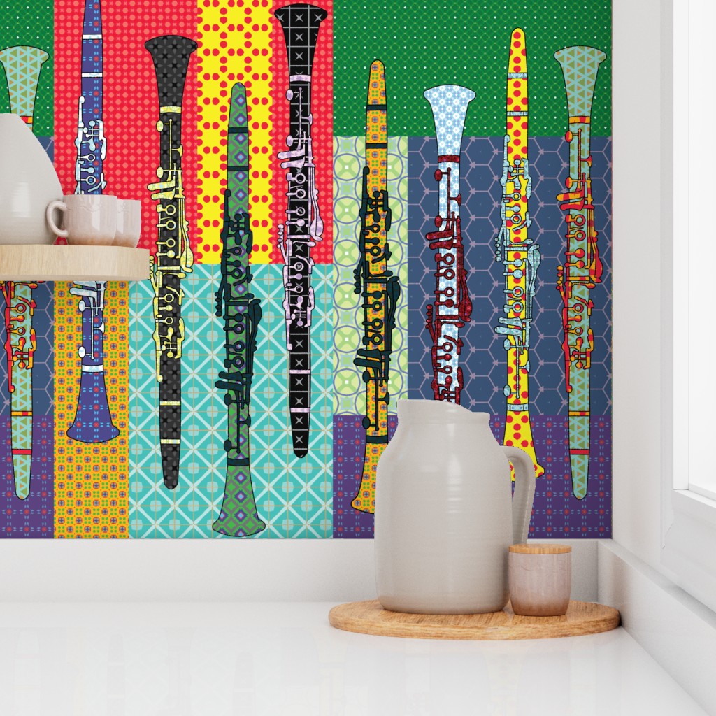 Colorful Clarinet Pattern Wallpaper