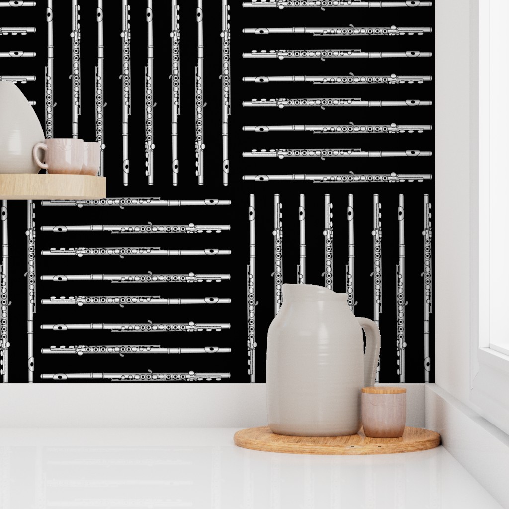 Flute Crosshatch Black Wallpaper