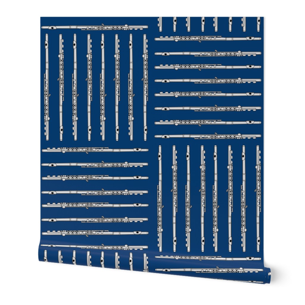 Flute Crosshatch Dark Blue Wallpaper