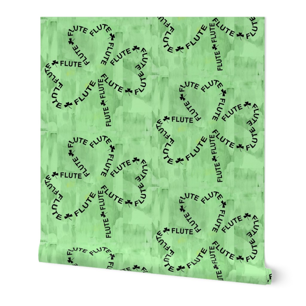 Flute Shamrock Text Green Background Wallpaper