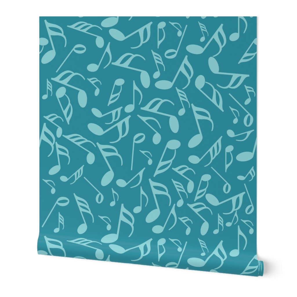 Light Blue Music Notes Dark Blue Background Wallpaper