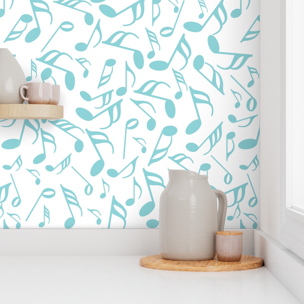 Light Blue Music Notes White Background Wallpaper