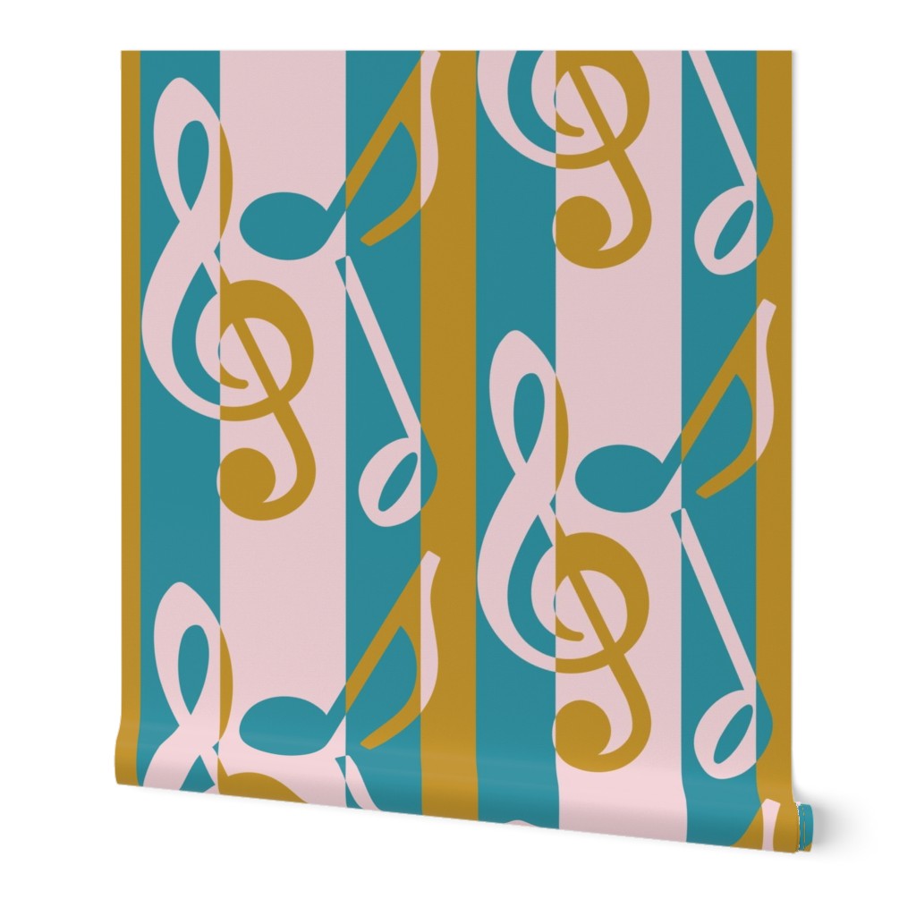 Music Note Stripes Wallpaper