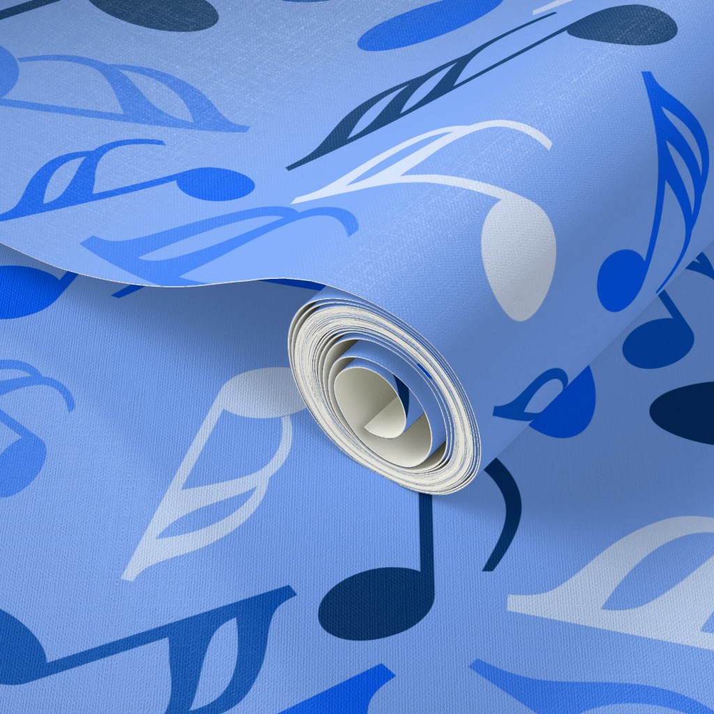 Music Notes Blue Monochrome Wallpaper