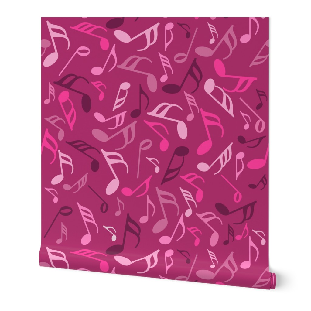 Music Notes Pink Shades Wallpaper