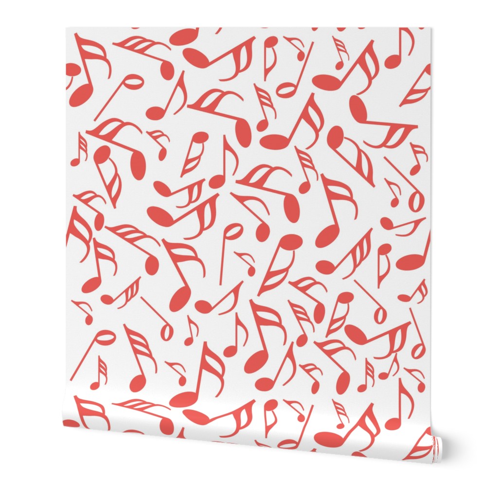 Red Music Notes White Background Wallpaper