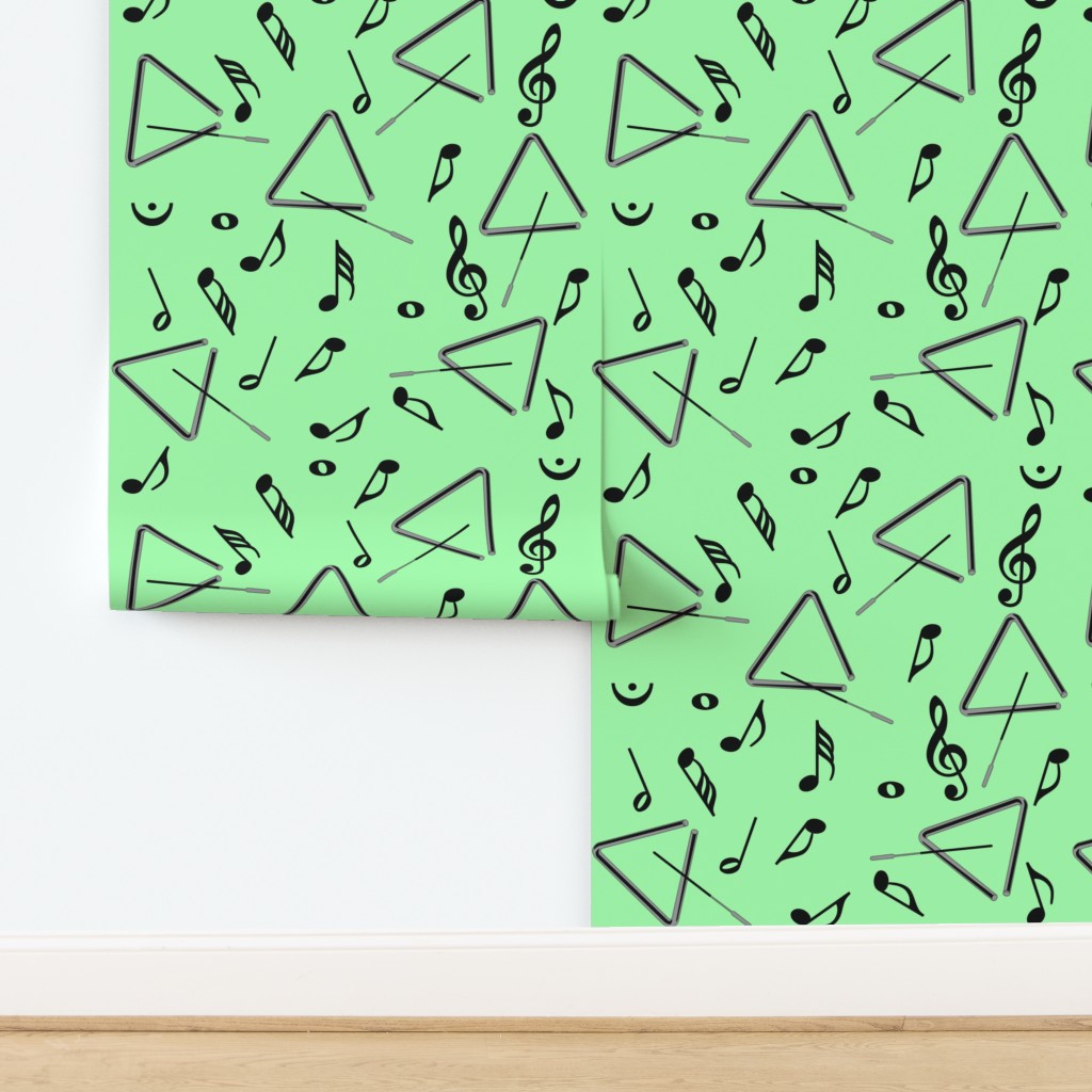 Black Triangle Music Notes Green  Wallpaper