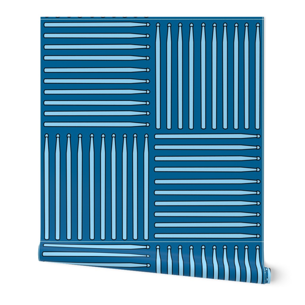 Blue Drumstick Crosshatch Wallpaper