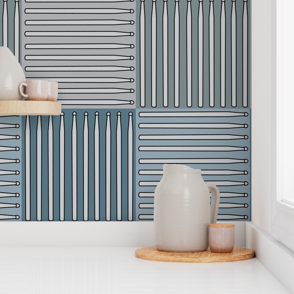 Drumstick Crosshatch Blue Gray Wallpaper