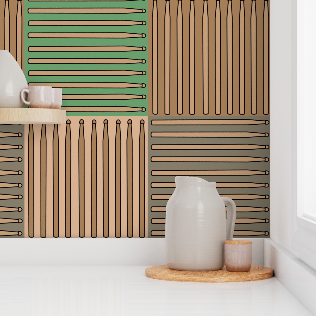 Drumstick Crosshatch Brown Wallpaper