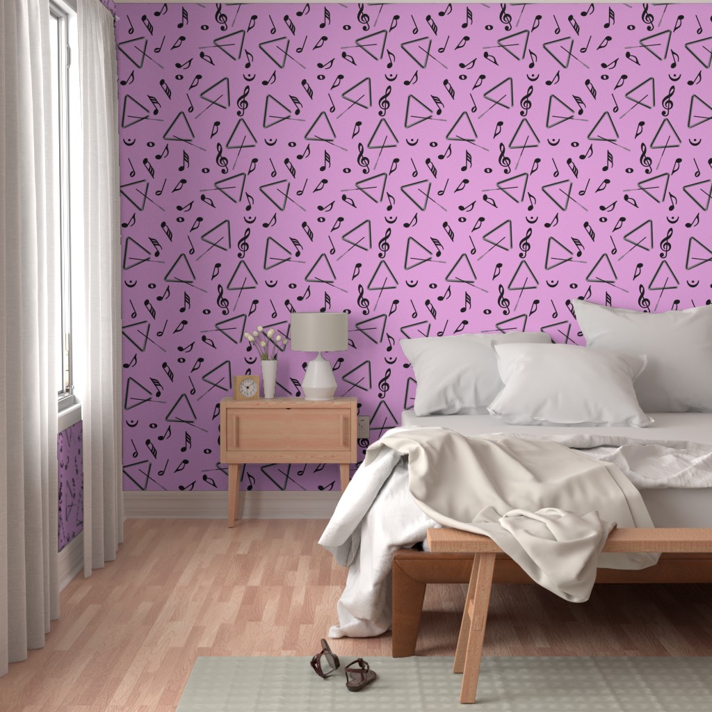 Musical Triangle Music Notes Pink Wallpaper