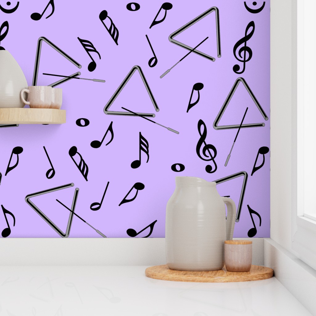 Percussion Triangle Music Notes Purple Wallpaper