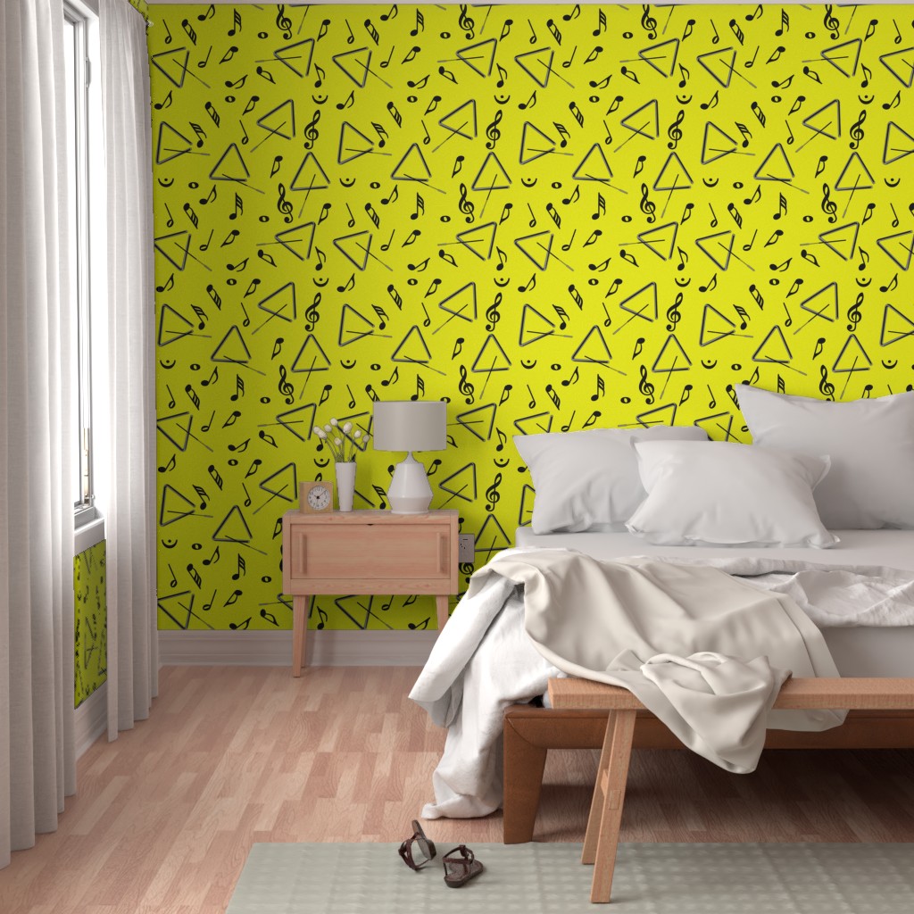 Triangle Music Notes Yellow Wallpaper