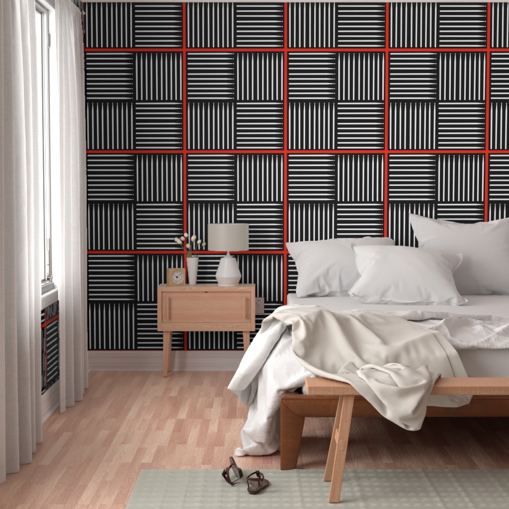 White Drum Crosshatch Red Lines Wallpaper
