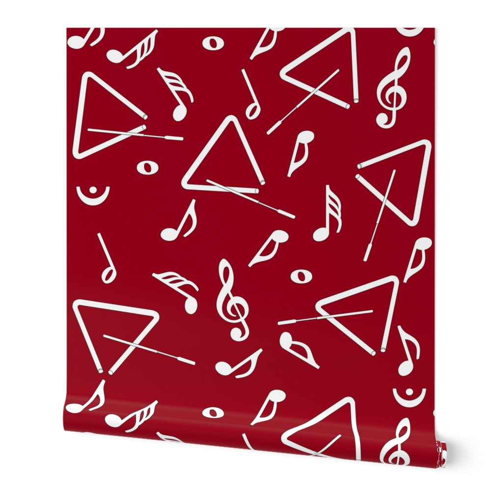 White Percussion Triangle Music Notes Red Wallpaper