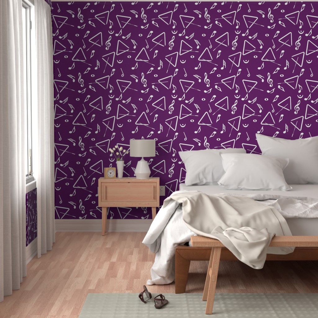 White Triangle Music Notes Purple Wallpaper