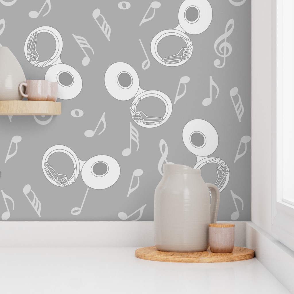 Tuba Music Notes Grays Wallpaper